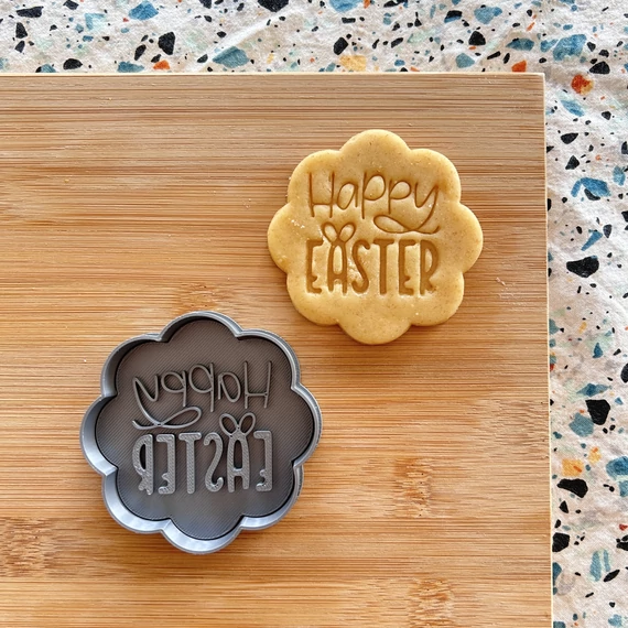 Happy Easter feliratú 3D nyomtatott sütikiszúró