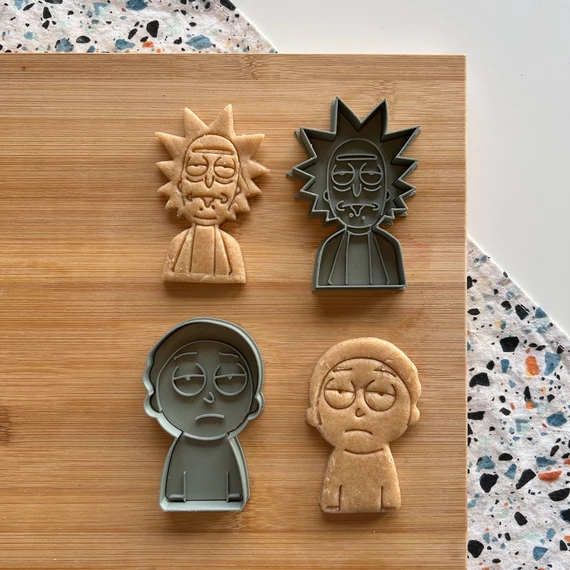 Rick és Morty 3D nyomtatott sütikiszúrók